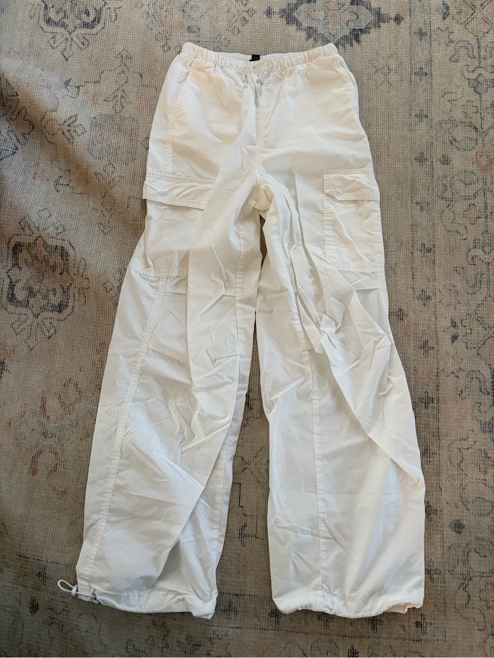 White Cargo Pants for women - Relaxed Fit
